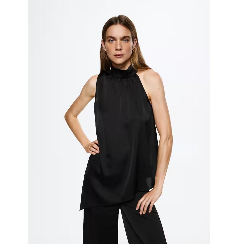 NWT MANGO Asymmetric satin blouse